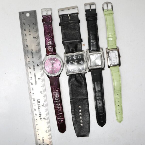Leather Fashion Watch Lot Cleo George Sigal Louis Arden Black Green Pink Y2K - Picture 9 of 13